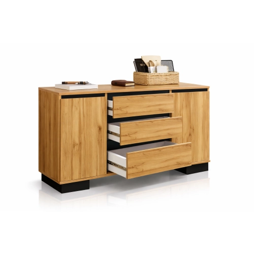 Komoda 2D3S DC ALFA Komoda z Szufladami do Salonu, Sypialni 145 cm Dąb Wotan